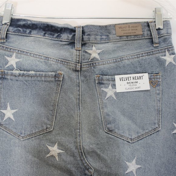 VELVET HEART Denim Skirt Stars Distressed - Picture 4 of 7